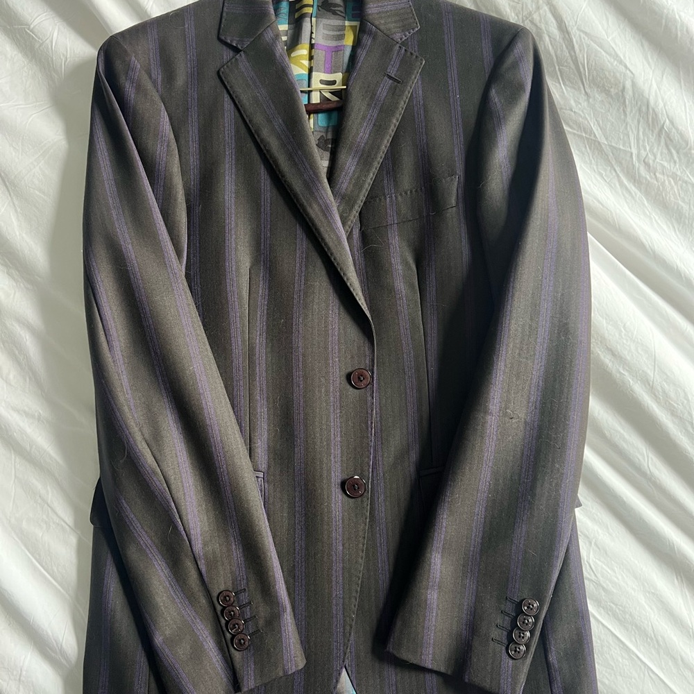 Etro Striped Black and Purple Blazer